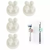 Zayin Silicone Toothbrush Zahnbürstenhalter Rasiererhalter Multifunktions-Haken Wasserdicht Selbstklebend Zahnbürstenhaken Stopfenhalter (4 Stück Weiß)