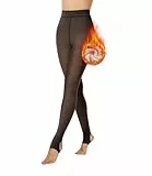 FOTOCITI Thermo Strumpfhose Damen Winter Gefütterte Strumpfhose mit Fleece Bauchweg Warme Gefälschte Durchscheinend Thermostrumpfhosen Dicke Plüsch Pantyhose