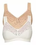 SUSA Baumwoll BH Damen 2er Pack - Basic 27931 - Größe B-E - Bügelloser BH mit Unterbrustband - 3-Geteilte Cups & verstellbare, gepolsterte Träger - Bequemer BH ohne Bügel mit Stützfunktion