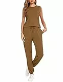 Totatuit Damen Tracksuit Rundhalsausschnitt Einfarbig Zweiteiler Hausanzug Loungewear Outfit Jogger Trainingsanzug Set