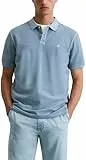 Marc O'Polo Herren Kurzarm-Poloshirt aus Bio-Baumwolle Regular Fit, Blau (Meltwater), XL