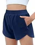 Arshiner Kinder Shorts Marineblau Sommer Kurze Hose Mädchen Athletisch Shorts Running Radlerhose Sportshorts Freizeit Hot Pants mit Mesh Liner und Zip-Taschen 160/13-14 Jahre