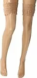 Wolford Damen Matt Fein Strumpfhose Satin Touch 20 Stay - Up 21223, 20 DEN, Gr. Large, Beige (Cosmetic 4273)