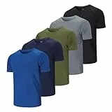 Cimic 5er Pack Sport Tshirts Herren Funktionsshirt Sportshirt Herren Kurzarm T Shirt Atmungsaktive Trainingsshirt Männer Fitness Gym Laufshirt Wandershirt Men Set 510 Black Grey Green Navy Blue 2XL
