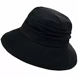 Comhats Regenhut Damen wasserdichte Wandern Fischerhut Safari Sonnenhut Damen Mütze mit Breite Krempe SPF 50+ Schwarz Groß