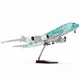 QIYUMOKE 1/160 ANA A380 Grün Schildkröte 18 Zoll großes Modelldruckguss für Airbus A380 Flugzeugmodellbausatz mit Ständer Sky Jumbo Airliner Modellflugzeug Display Sammlermodellbausatz als Geschenk