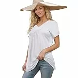 TANTOMI Oversize T Shirt Damen, V-Ausschnitt Kurzarm, Tops Sommer, Oberteil Freizeit und Alltag Bluse
