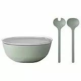 Mepal – Salat-Set Silueta – Servierschale mit Deckel (5000 ml) mit Salatbesteck (28,5 cm) – Outdoor-Serviergeschirr – Spülmaschinen- und mikrowellenfest – Kunststoff (PP, SAN, TPE) – Nordic Sage