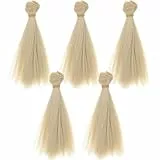 EXCEART 5 Stück puppenhaare zum Basteln Puppe Tressen Perücke Puppen 15cm Lange Glatte Haar Perücken Puppen Hitze Beständig Gerade Synthetische Haar für Puppen Haare DIY Selber Machen Gold
