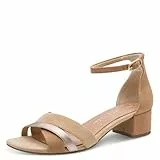 MARCO TOZZI Damen Sandale weiches Feel Me Fußbett Vegan weiches Innenfutter Stylisch, beige (NOUGAT COMB), 39 EU