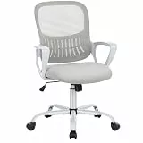 Sweetcrispy Bürostuhl Ergonomisch, Schreibtischstuhl mit Lendenwirbelstütze, Verstellbaren Armlehnen Drehstuhl, Höhenverstellbarer Office Chair, Bürostühle Geeignet für Büro und Schlafzimmer, Grau