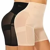 YADIFEN Shapewear Damen Bauchweg Unterhose, Hohe Taille Bauch Weg Hose Miederhose Panty Mit Bein Miderpants Shorts Body Shaper Bauchweg Unterwäsche Hose unter Kleid Kurze Shorts(Schwarz+Beige, M)