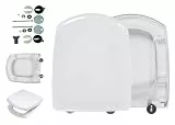 Ramm Toilettensitz mit Absenkautomatik | WC Sitz aus antibakteriellem Duroplast mit Quick-Release-Funktion | Made in EU |kompatibel mit Cersanit Carina 44x35cm (Soft Close)