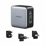 UGREEN Nexode 65W USB C Ladegerät GaN Netzteil 3-Port Travel Charger mit EU/US/UK Stecker Reiseladegerät Weltweit kompatibel mit MacBook, iPhone 17 Pro Max, 16, S25 Ultra, S24+, S23 usw