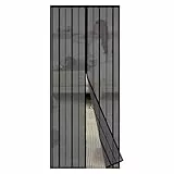 Sekey Magnet Fliegengitter Balkontür ohne Bohren, Türvorhang Fliegenschutz Schiebetür, Insektenschutz Vorhang Tür durch leichte Montage 110x220cm, Schwarz