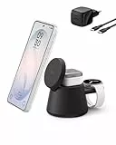 Belkin Ultracharge Induktive Ladestation 3 in 1 mit USB-C-Anschluss für Smartwatch (Watch Ladegerät Nicht enthalten), Qi2.2 Ladegerät 25W für Samsung S26, Galaxy Watch, Apple Watch, mit 45-W-Adapter
