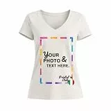JOPHY & CO. Damen-T-Shirt mit V-Ausschnitt personalisierbar vorne und/oder hinten (Artikelnummer 8615), natur, S - XXL