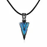 CUOKA MIRACLE Kette Herren Schwarz 925 Sterling Silber Blau Opal Pfeil Anhänger Halskette Punk Pfeilspitze Schmuck Valentinstag Geschenke für Mann Damen Bruder