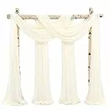 Showgeous 4 Packs Querbehang Elfenbein 73cmx610cm Tüll Foto Hintergrund Hochzeit Vorhang Deko Chiffon-Stoff Hochzeitsbogen Gardinen für Laube Hochzeit Torbogen Zeremonie Fotografie Party