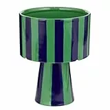 BUTLERS Pflanztopf auf Fuß 16x20cm Steingut -Lines- Übertopf mit Standbein | Dekoratives Gefäß | Dekoration für Balkon & Wohnzimmer