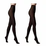 Conte elegant Damenstrumpfhose 50 DEN 2er Pack Netzstrumpfhose Gestrickte Mikrofaser Samt Weich Feinstrumpfhose Klassisch Verstärkte Zehen Farbe Nero Größe 6 EPISODE