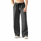 ineepor ​Jogginghose Herren Weites Bein Baumwolle, Sporthose Baggy Freizeithose Thermo Winter Gefütterte aus Fleece Trainingshose Warme Sweatpants mit Taschen für Männer, Wide Leg Hose XS - 5XL