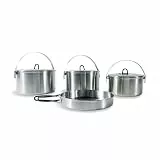 Tatonka Family Cook Set L (4-teilig) - Camping-Kochgeschirr aus Edelstahl - Bestehend aus Einer Pfanne und 3 Töpfen mit Deckel