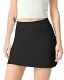 4How Damen Tennisrock mit Innenshorts Sommer Hosen Rock mit Taschen Golf Minirock Wandern Laufrock Geeignet für Sport und Freizeit Schwarz Größe L