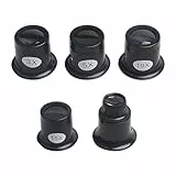 5 Stück Juwelierlupe, Lupe aus Aluminiumlegierung, Lupenset, 3X, 5X, 10X, 15X, 20X, geeignet für Schmuckreparatur, Edelsteininspektion und Uhreninspektion