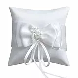 HANIUTTY Ringkissen Hochzeit, Ringhalter Hochzeit Weiß Brautkissen Träger Ringschachtel Ringkästchen Ringschatulle Ringkissen Hochzeit Standesamt für Verlobung Oder Eheringe Vintage(10 x10 cm)