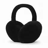 HENKi Mädchen Damen Winter verstellbare Ohrenschützer Gestrickte Kunstpelz Plüsch Ohrenschützer Mode Ohrenwärmer (Schwarz)