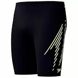 Speedo Herren Hyperboom Placement Schwimmhose | Schwimmtraining | Fitness | Chlorbeständig Schwimmbekleidung, Hyper Yellow/Cobalt/Emerald, 4 DE