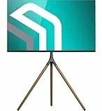 ONKRON TV Ständer Dreibein für 32-65 Zoll Fernseher bis zu 35 kg, Tripod TV Standfuss höhenverstellbar schwenkbar, VESA 100x100-400x400, Stand Fernseher Staffelei Holz Schwarz TS1220-B