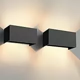 vatato LED Wandleuchte 24W, 3000K Außenlampe Außenleuchte Warmweiß, IP65 Innen/Aussen Aluminium Wandlampe, Außenwandleuchte Mit Einstellbar Abstrahlwinkel (dunkelgrau 2 Stück)