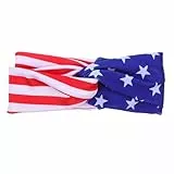 Frcolor Amerika Flagge StirnbäNder Amerika Flagge Haarreif USA Patriotischen Elastischen Haarband Turban Headwrap