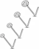 OUFER Body Piercing Nose Stud Titanium L-Shaped Nasenpiercings Nose Piercing Jewellery 22G Nose Bar 4pcs 1.5mm 2mm 2.5mm 3mm Cubic Zirconia Tiny Nose Bone Pin Sets Women