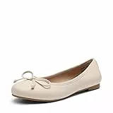 DREAM PAIRS Damen Ballerinas flach klassisch, Elegante und Bequeme Ballettschuhe mit Schleifenbesatz Beige Größe 39 (EUR)