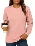 NEYOUQE Sweatshirt Damen Langarm Rundhals Einfarbig Sweatshirt Longsleeve Crewneck Pullover Loose Lässig Casual Pullover Damen Winter Rosa M