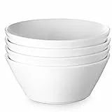 DOWAN Keramik-Suppenschüsseln 1,7 L, 4er Set 21,6 cm Große Salatschüsseln, Sanftes Weiß Ramenschüssel, Müslischalen für Küche, Spülmaschinen & Mikrowellengeeignet