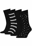 Tommy Hilfiger 4 Paar Herren TH Men Giftbox 4P Gr. 39-46 Business Socken Geschenkbox, Farbe:Black, Socken & Strümpfe:43-46