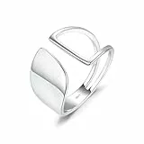 925 Sterling Damen Ring Silber Verstellbar,Durchbrochene Linie Einfache Temperament Persönlichkeit Ring Für Frauen Kreative Hübsch Kleidung Geburtstagsgeschenk Und Veranstaltungsräume