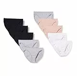 Amazon Essentials Damen Slip Aus Baumwolle Mit Hohem Beinausschnitt (In Übergröße Erhältlich), Atmungsaktiv, 10er-Pack, Beige/Grau Meliert/Schwarz/Weiß, 42