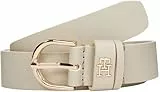 Tommy Hilfiger Damen Gürtel Essential Effortless 2,5 cm Ledergürtel, Beige (Sugarcane), 75 cm