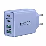 USB C Ladegerät, 40W 4-Ports Stecker USBC Netzteil Mehrfach Ladegerät PD 3.0 Power Adapter +QCLadestecker Schnellladegerät für iPhone 17 16 15 14 13 12 11 Pro Max Plus, iPad, Samsung Fast Charger