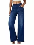 Fiita Baggy Jeans Damen, Pull On Wide Leg Jeans Mit Gummibund High Waist Stretch,Weites Bein Jeans Damen Mit 4 Taschen Y2K Hosen Damen