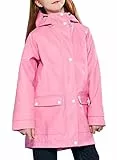 maoo garden Mädchen Regenjacken Kinder wasserdichter Regenmantel leichtes Blumenfutter Frühling Windbreaker Rosa 7-8Y