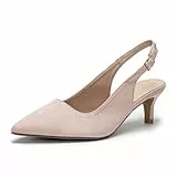 Damen Pumps Slingback Slingpumps Sandalen Spitzenschuhe mit Kitten Heel RosaSuede 43
