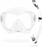 Cressi F1 + Dry Combo - Rahmenlose Maske + Schnorchel Dry Combo Set zum Tauchen und Schnorcheln, Transparent, Einheitsgröße, Unisex Erwachsene