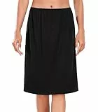 Wikoan Damen Unterrock Kurz Elegantes Rock Unterröcke Petticoat mit Elastische Taille Unterrock Knielang Halbe Slips Unterkleid Schwarz XL