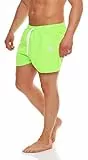 Gennadi Hoppe Herren Badeshorts Männer Badehose Jungen Schwimmhose Schwimmshorts Boardshorts Bademode Swimming Wasser Shorts sportlich leicht lässig klassisch modern stylisch kurz neon grün L H6514